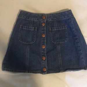 Short jean button down skirt